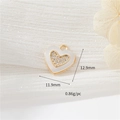 Golden heart pendant with white enamel and sparkling rhinestones, 12.9mm DIY jewelry part - Double Layer Heart Style (WX607)
