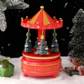 Weihnachtliche Karussell-Spieluhr mit festlichen Bäumen und roten Streifen als Dekoration - Weihnachtsbaum Rot und Gold