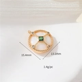 14k gold filled round pendant with green square stone and white shell inlay - Green Square Gemstone Disc (cjsyy2)