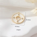 14k gold-filled round pendant with white mother of pearl inlay and star accents - Star White Enamel Ring (cjl355)