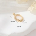 Irregular 14k gold plated oval pendant with shell inlay and hammered metal texture - Irregular Hammered Oval (H-11786)