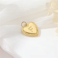 Gepolijste 14k gouden hart hanger met letter F en spiraaltextuur voor DIY sieraden - Stijl F (H-10517)