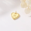 Gepolijste 14k gouden hart hanger met letter H en radiale textuur voor DIY sieraden - Stijl H (H-10519)