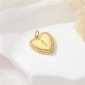 Gepolijste 14k gouden hart hanger met letter I en radiale textuur voor sieraden - Stijl I (H-10520)