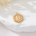 Golden hexagon letter B pendant with beaded edges and fine textured finish - Gold Letter B (P24279-B)