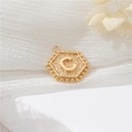 Hexagonal vintage gold letter C pendant with beaded edges for DIY jewelry making - Gold Letter C (P24279-C)