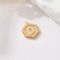 Gold hexagon pendant with 3D letter D and zircon accents for personalized DIY jewelry - Gold Letter D (P24279-D)