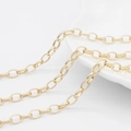 14K gold plated oval link chain for DIY jewelry making and necklace accessories - Gold Flat Oval Link Chain (AL-234)