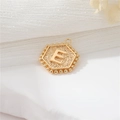 Golden hexagon pendant featuring letter E with beaded border for DIY jewelry making - Gold Letter E (P24279-E)