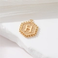 Gold hexagonal letter H pendant charm with beaded border for DIY necklace making - Gold Letter H (P24279-H)