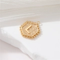 Gold hexagonal letter L pendant with beaded edge and textured matte finish DIY accessory - Gold Letter L (P24279-L)