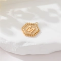 Minimalist gold-plated hexagonal pendant with embossed letter M on stone base - Gold Letter M (P24279-M)