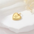 14k gouden hartvormige hanger met letter W gravering en getextureerde rand - Stijl W (H-10534)