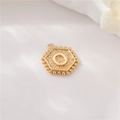 Golden hexagonal pendant featuring a raised letter O with a beaded edge for DIY jewelry - Gold Letter O (P24279-O)