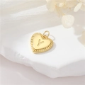 Gepolijste 14k gouden hart hanger met letter Y en zonnestraal textuur voor DIY sieraden - Stijl Y (H-10536)