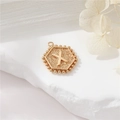 Gold hexagonal letter X pendant with textured surface and beaded edge for DIY necklaces - Gold Letter X (P24279-X)