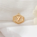 Vintage gold hexagonal pendant featuring a raised letter Y with textured frosted finish - Gold Letter Y (P24279-Y)