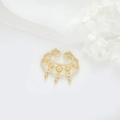 14k vergulde wolk-vormige hangerzetting met zirkonia en drie verticale pinnen - Ruyi Slot Stijl (H-8018)