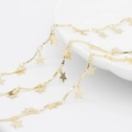 Polished 14K gold-plated star pendant chain for DIY jewelry making and necklaces - Gold Star Charm Chain (AL-112)