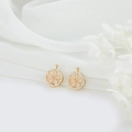 Pendentif fleur plaqué or 14k avec émail rose et micro-incrustation de zircon brillant - Forme de Rose (H-8239)