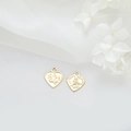 Pareja de colgantes de corazón bañados en oro de 14k con grabado de El Principito y ciervo - Forma de Corazón Reina Y Principito (H-7962)