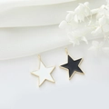 Minimalist 14k gold plated star pendant with elegant black and white enamel finish - Five-Pointed Star (N-0283) / Simple Star (N-0283)