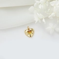 Colgante de corazón en oro de 14K con piedra ojo de gato y circonitas en seda - Naranja