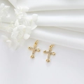 Elegant gold cross charms with sparkling zircon stones for jewelry making and necklaces - Classic Cross Style (H-8297)