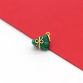 Detailopname van een groene zongzi-hanger met gouddraad en strik voor doe-het-zelf sieraden - Groene Zongzi (H-9004)