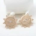 Pendentif soleil et œil maléfique doré avec micro-incrustation de zircone blanc brillant - Rayon de Soleil Zirconium Blanc (H-4304)