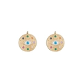 Pendentif œil porte-bonheur en or 14K avec textures circulaires et zircons colorés - Spirale Cercle Concentrique (D731)