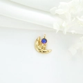 Pendentif astronaute en or sur croissant de lune avec opale pour colliers variés - Astronaute sur la lune / Violet