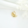 Pendentif astronaute doré sur la lune avec pierre œil de chat dans un décor élégant blanc - Astronaute sur la lune / Blanc