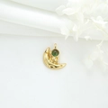 Pendentif astronaute doré sur lune avec détails étincelants verts sur le casque - Astronaute sur la lune / Vert