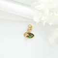 Pendentif cygne élégant doré avec zircons brillants et pierre oeil de chat vert dégradé - Cygne / Vert
