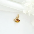 Pendentif cygne doré avec pierre irisée changeant de couleur et micro-cristaux brillants - Cygne / Orange