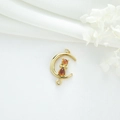 Pendentif chat lune doré raffiné avec finition opale et détails cristallins - Lune de Chat / Orange