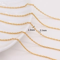 Catena a maglie placcata in oro 14 carati per creazione gioielli 3,1mm x 2,3mm - Oro Sabbia (AL-374)