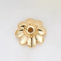 Top view of 14k gold-plated 8-petal flower spacer bead with center hole and dot relief - Embossed Point Eight-Petal Spacer (H-8471/11MM)