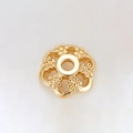 Macro detail of 14k gold plated five-petal flower bead cap with textured surface and center hole - Grain Texture Five-Petal Bead Cap (H-8466/10MM)