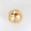 Detail of 14k gold plated copper flower spacer bead with grid texture and central hole - Square Mesh Five-Petal Bead Cap (H-8469/10MM)