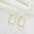 Detail showing the elegant spiral twisted design and gold finish on C-shaped earrings - Spiral Twisted Rectangular Style (H-7386)