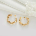 Elegant gold twisted rope hoop earrings with minimalist C-shape and 925 silver needles - Twisted Rope Braided Hoop Style (H-7412)