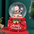 Bola de nieve luminosa de Navidad con Papá Noel y base festiva de bolsa de regalo roja - Estilo Navideño (Mixto) / 100# Casa de Navidad