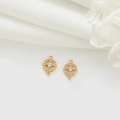 14k gold plated shell bow floral connector with zircon for DIY jewelry making - Round Flower Texture Style (H-7298)