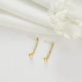 Orecchini a perno a forma di U in argento S925 dorato con zirconi e coppa per perla - Stile Orecchino a Bottone a Forma di Arco con Base a Coppa di Perla (H-7505)
