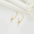 Eleganti orecchini a perno in argento S925 a forma di U con zircone e montatura perla - Stile Gancio per Orecchio a U con Zirconia (H-7510)