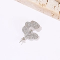 S925 zilveren bloemblaadje hanger met micro-ingelegde zirkoon op stenen decoratie - Golvend Pavé Inlay Accessoire (H-9295) / Palladium goud