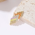 Close-up of colorful enamel jewelry charms with gold metal weave and hanging loops - Gradient Colorful Enamel Mesh Style (H-9454)