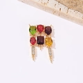 Detail of 14k gold plated laurel pendant with colorful zircon stones and floral accents - Multicolor Gemstone Elegant Pendant (WX12229)